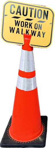 Wheels Off Walkways Cone Topper Caution