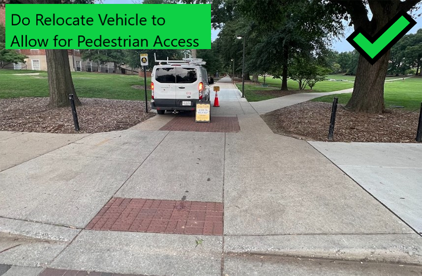 Properly parked vehicle, not blocking curb cut