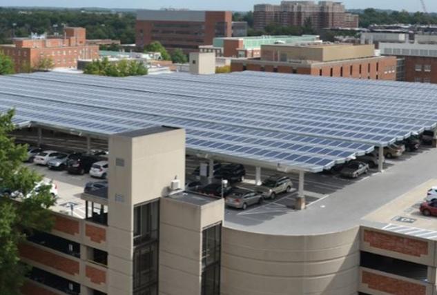 Solar canopy garage