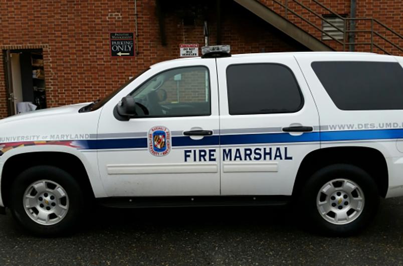 Photograph of Maryland Fire Marshal vehicle demonstrating vinyl graphic decals