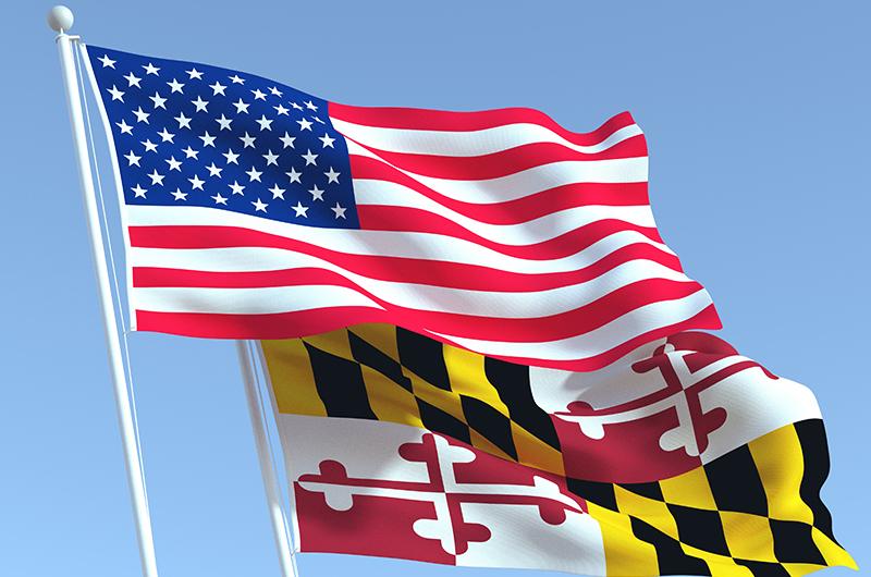 American & Maryland Flags